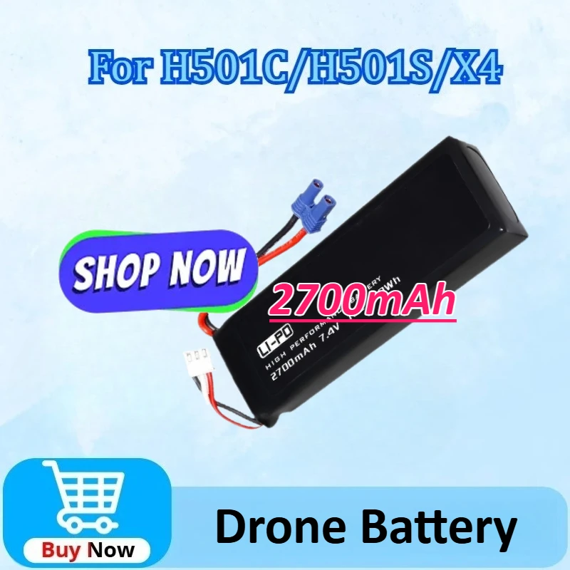 

New 7.4V 2700mAh Lipo Drone Battery for Hubsan H501C H501S X4 RC Quadcopter Drone Spare Parts High-Capacity Battery Accessories