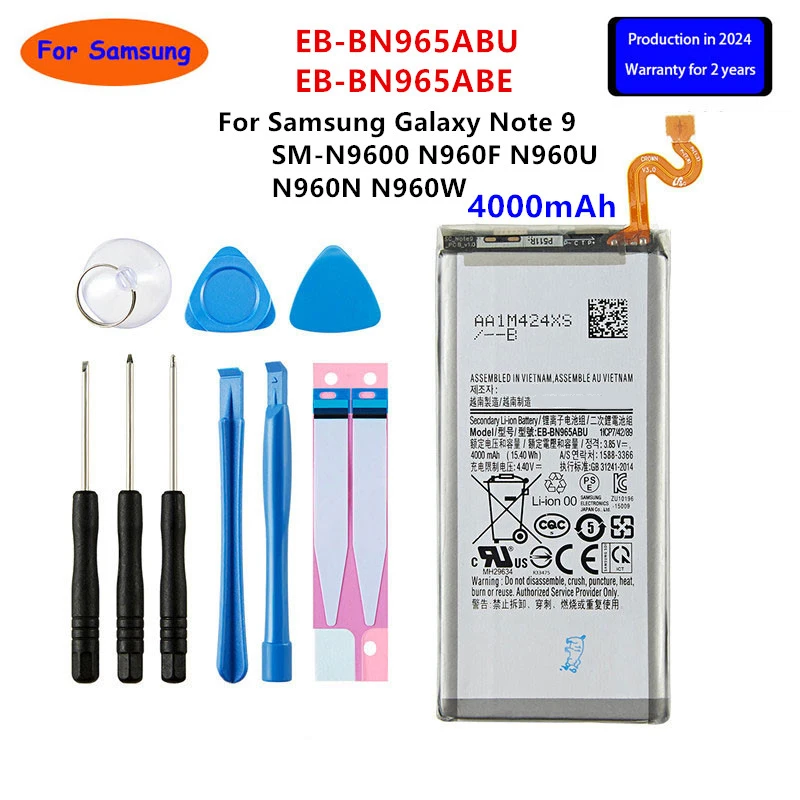 Brand New EB-BN965ABU EB-BN965ABE 4000mAh Battery for Samsung Galaxy Note9 Note 9 SM-N9600 N960F N960U/N960N N960W +Tools