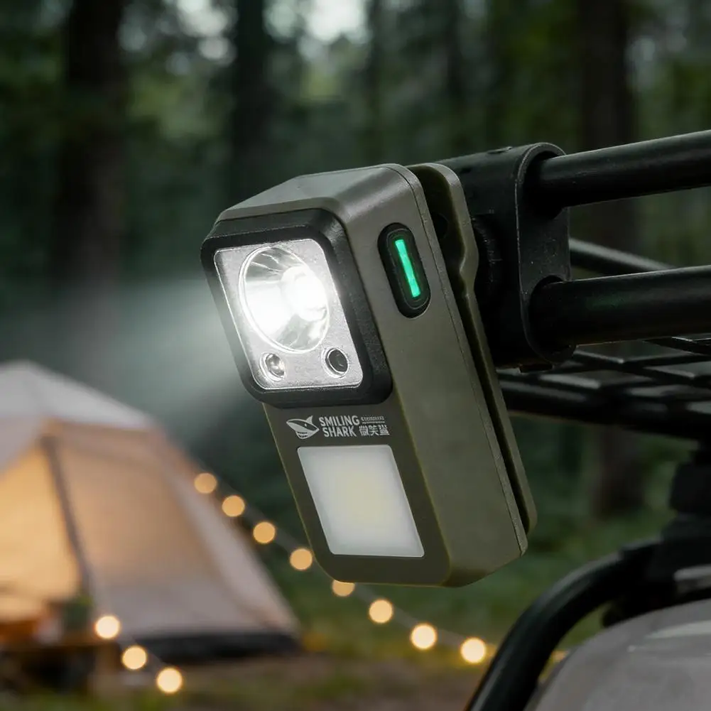 LED Magnetic Clamp Flashlight Outdoors Ultra-long-lasting Lighting Work Emergenc Lamp Clip-on Rechargeable Camping Hiking Light