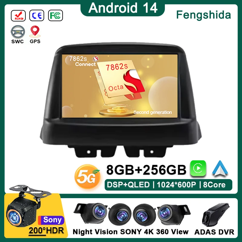 7 inch For FIAT Doblo 2002 2003 - 2017 Android 14 Car Radio Stereo Wireless Carplay Android Auto Touch screen GPS WIFI Dash Cam