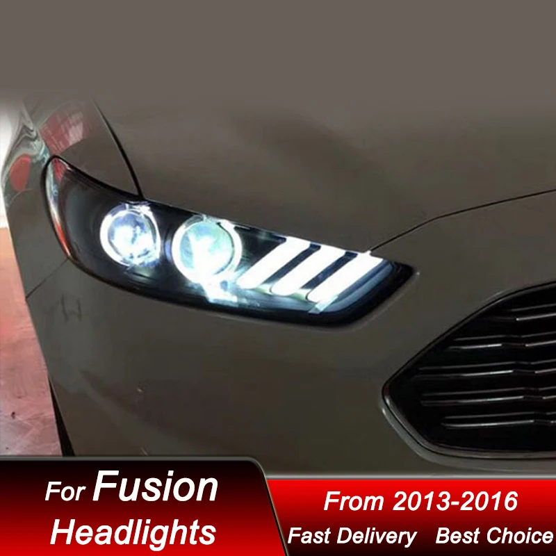 Car Headlights For Ford Fusion Mondeo 2013-2016 Mustang style full LED Auto Headlamp Assembly Projector Lens Accessories Kit