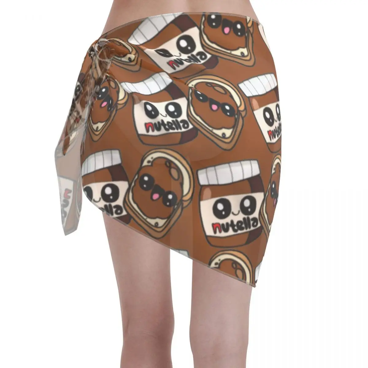 N-nutellas – Sarongs courts personnalisés pour femmes, enveloppe de plage, nourriture rétro, chocolat, pour maillots de bain, robe portefeuille pour Bikini, Cover-up pour maillot de bain