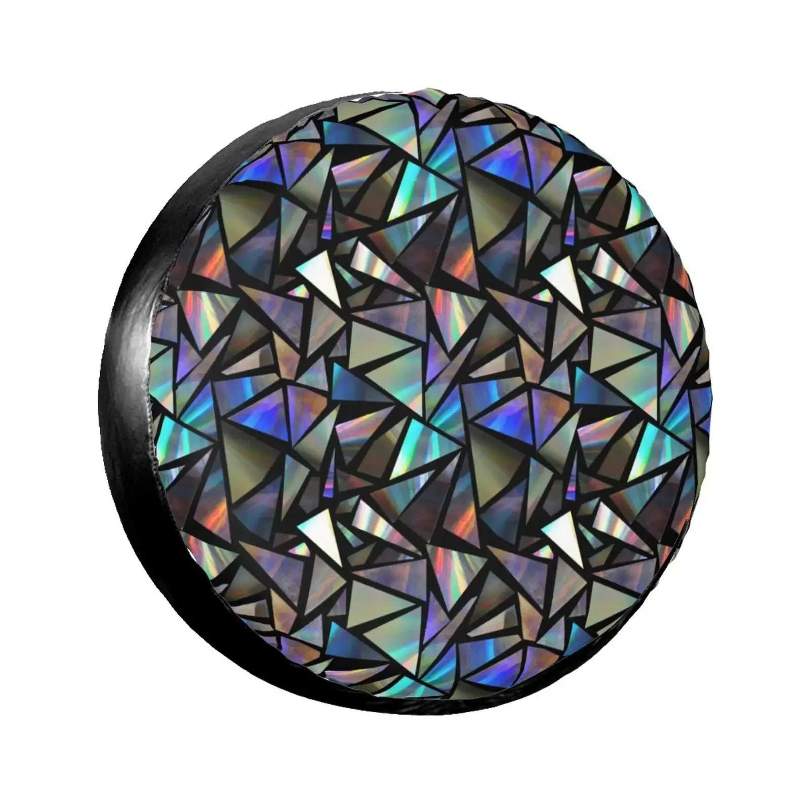 Juste anti-poussière pour voiture, lignes vertes, triangles holographiques irisés, SUV, camion, remorque de voyage, pneus étanches, housse de roue