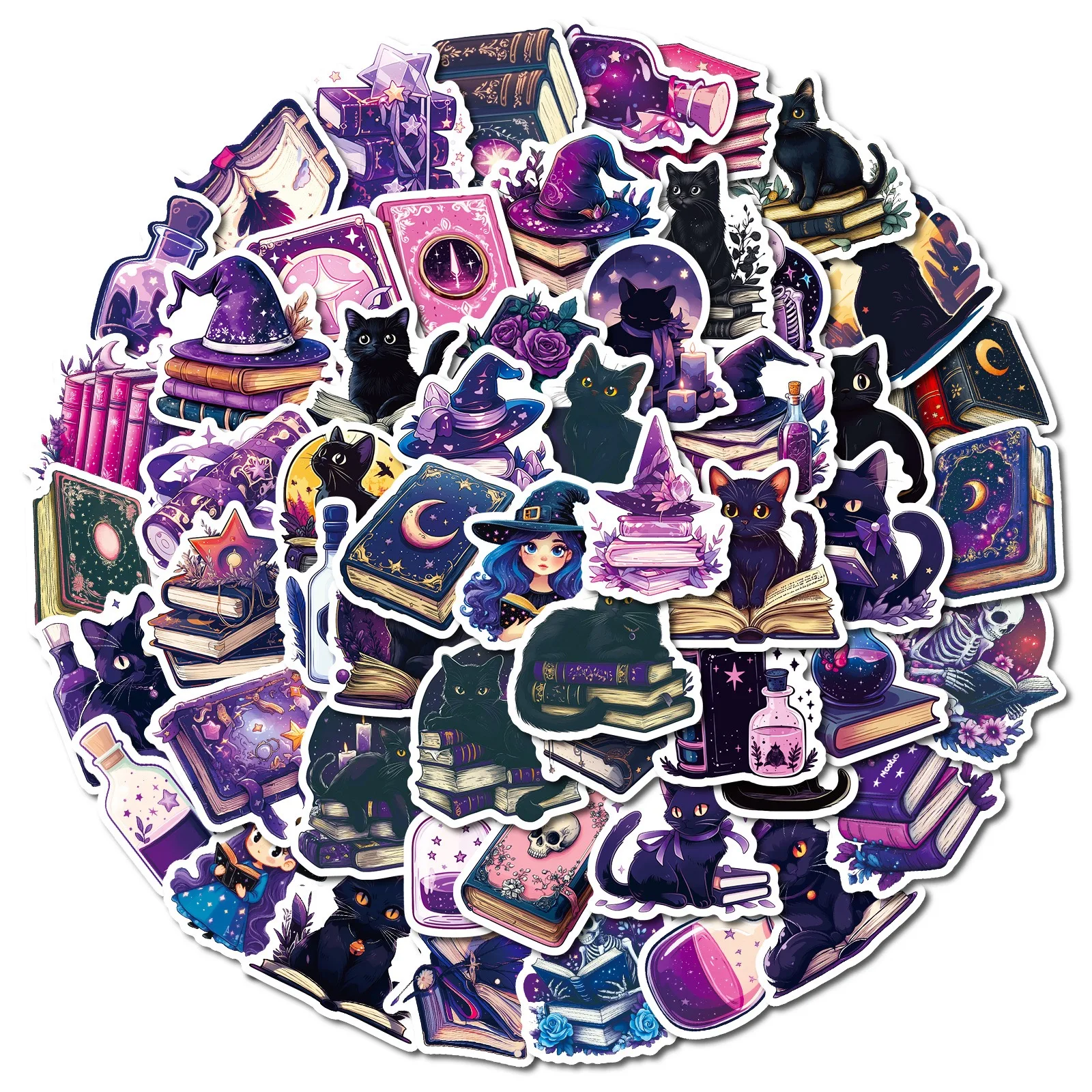 

10/56pcs Gothic Dark Magic Book Cat Girl Stickers Decals DIY Toy Scrapbook Bottle Phone Luggage Car Skateboard Motorcycle Helmet