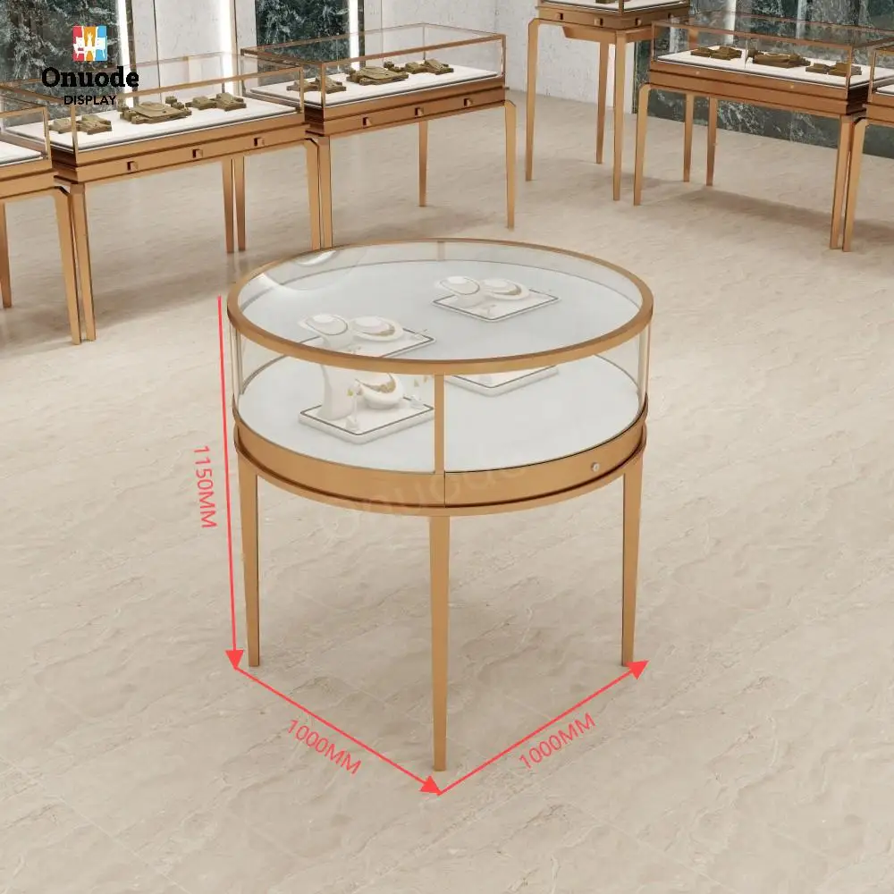 Custom.Custom High End Luxury Round Jewellery Booth showcase Modern Gold Counter showcase for Jewelry Shop Display