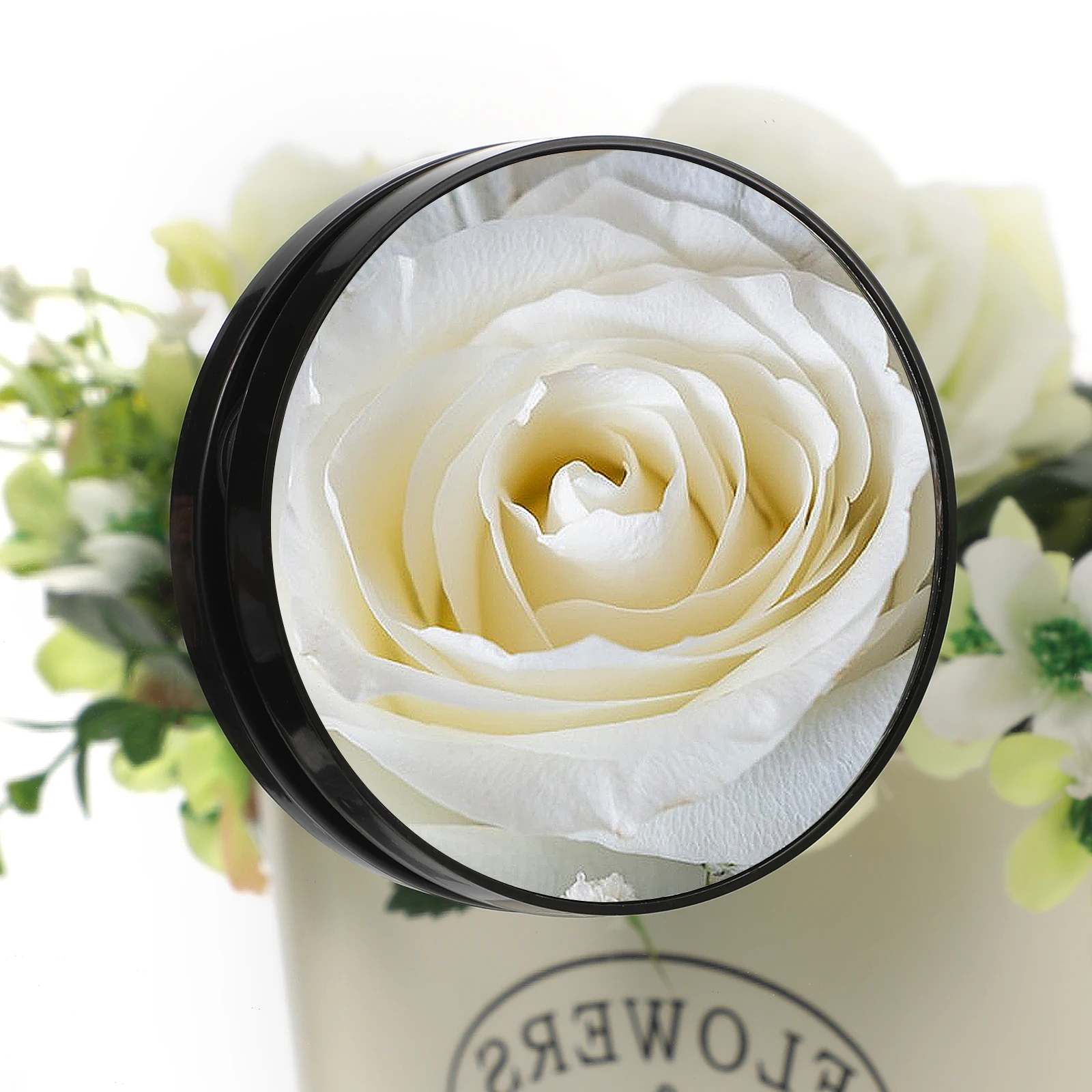 Espejo Redondo Compacto con Aumento de 5X y 7.5cm, con Ventosas, Espejo de Maquillaje Portátil para Viajes y Uso Diario