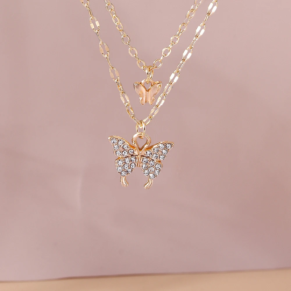 Aihua Gold Farbe Y2K Kristall Tier Herz Halskette Kpop Schlüsselbein Kette Halsketten für Frauen Mädchen Neue Trend Party Schmuck Geschenke – Detail 20