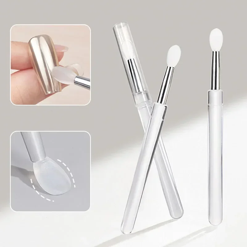 

Nail Arts Silicone Applicator Sticks Reusable Chrome Glitter Applying Manicure Tool New Easy-Daub Pigment Silicone Nail Brush