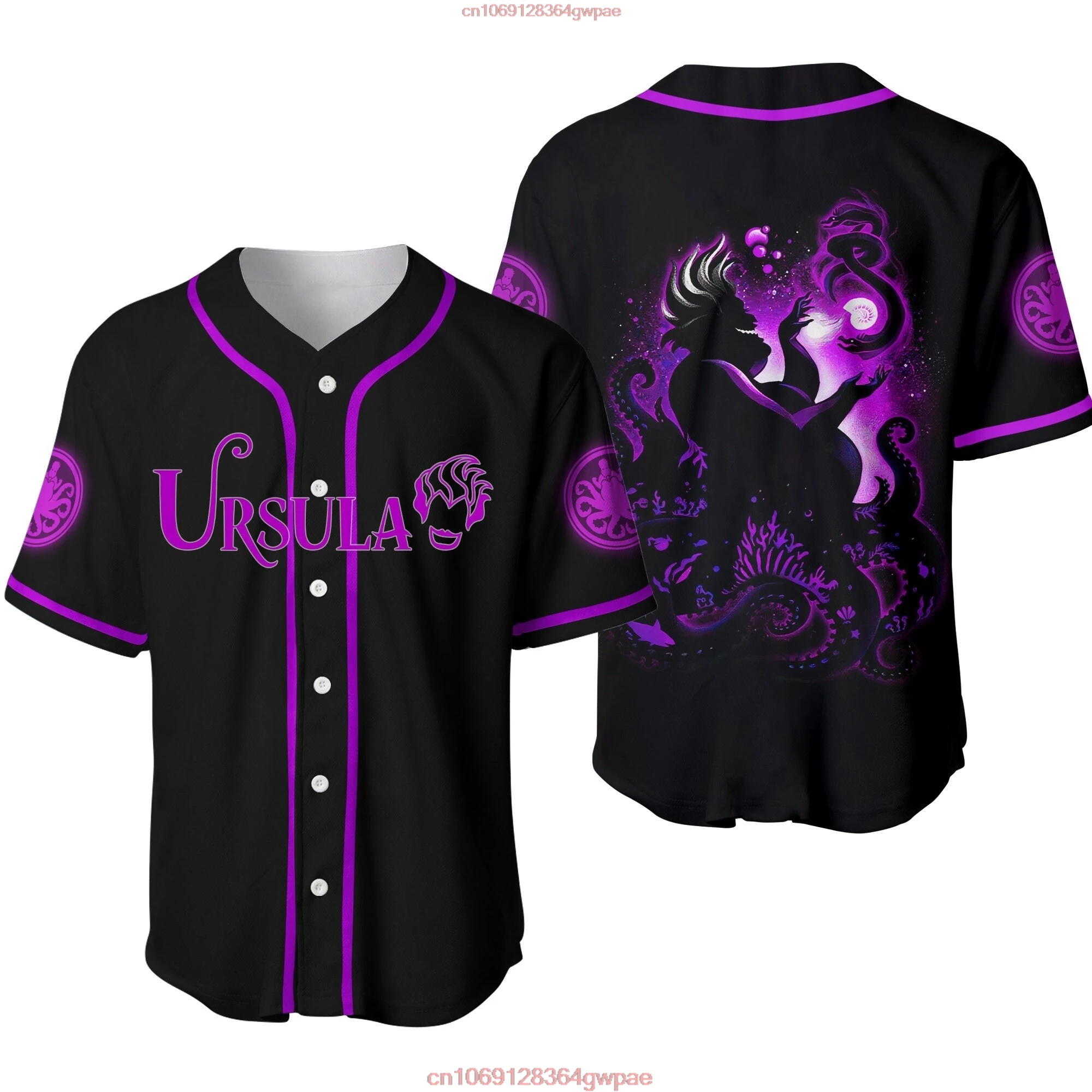 2023 New Disney Baseball Jersey Ursula Baseball Shirt Casual Fashion Street Free Customized Name Baseball Shirt