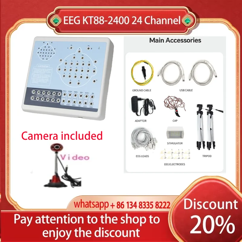 CONTEC Brand 24 Channel EEG Digital Brain Electric Activity Mapping PC software KT88-2400 Extra includes camera