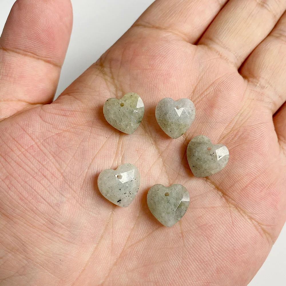 

5pcs 12mm Gray Labradorite stone Charm Heart Shape Pendant For Jewelry Making Earrings Necklace Bracelet DIY Finding