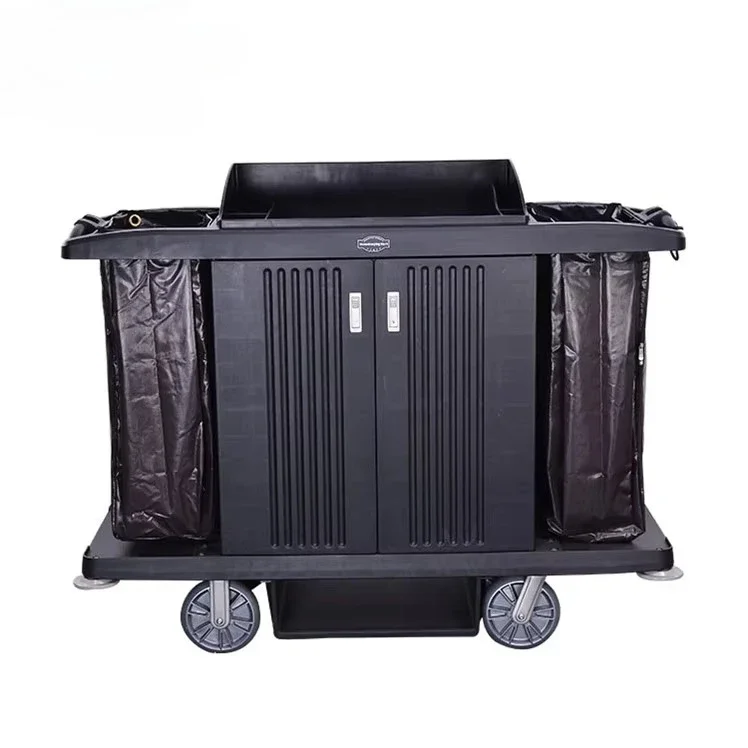 

Hotel Multifunctional 4 Wheels Housekeeping Maid Cart Trolley Hotel Cleaning Carts