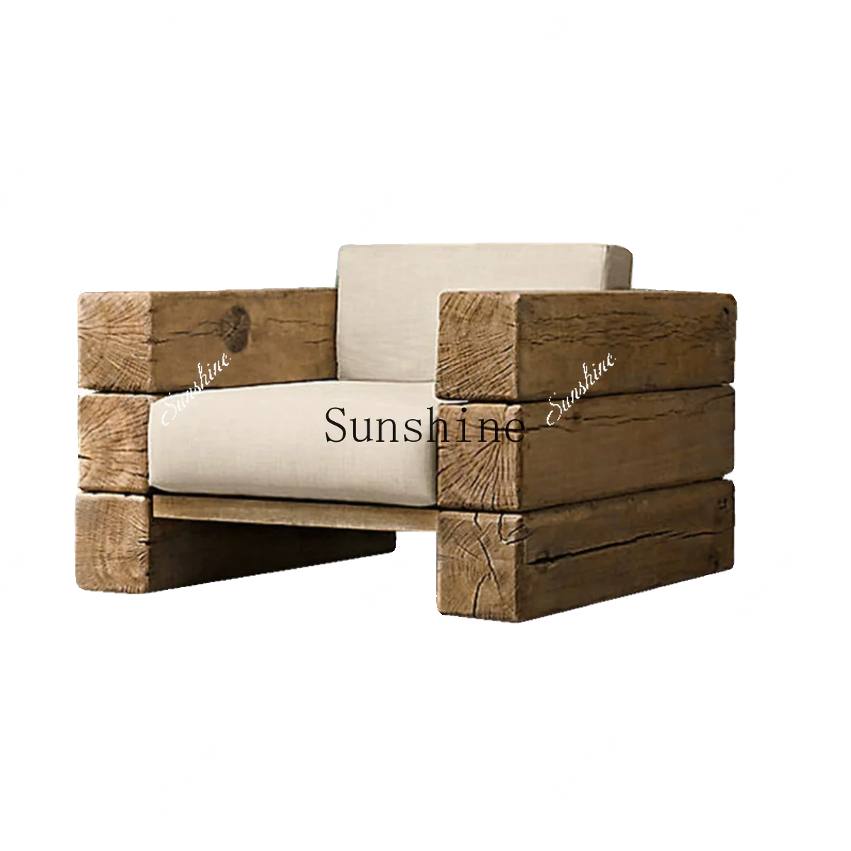 

Nordic solid wood furniture simple modern bed and breakfast villa winter and summer sofa FT