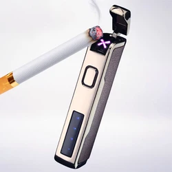 Novelty Leather Electric Lighter USB Rechargeable Lighter Cool Electronic Gadgets Technology Smart Windproof Plasma ARC Ignitor