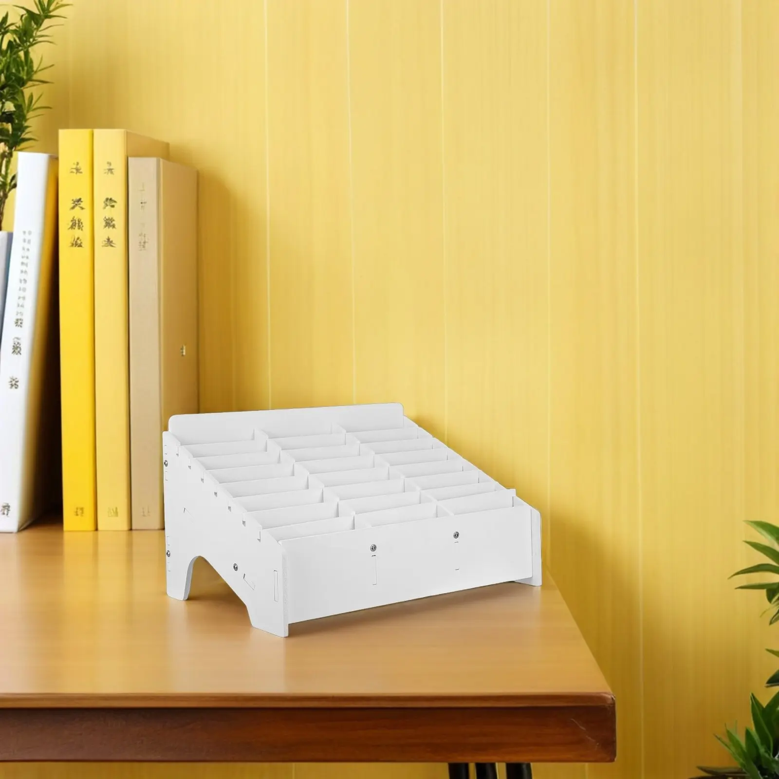 

Cell Phone Holder for Classroom 24 Slots Rustic Desktop Mobile Device Storage Box Calculator Organizer Management School Office