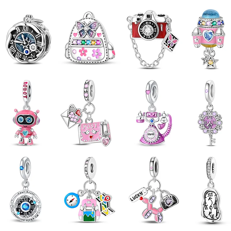 New 925 Silver Plated Time Machine Time Travel Clock Charms Beads Fit 3mm 925 Original Bracelets DIY Jewelry Birthday Gift
