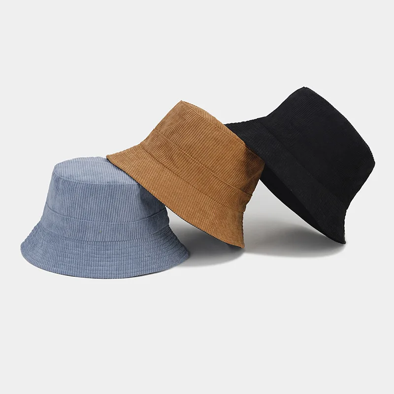 Cappello da pescatore in velluto a coste a doppia faccia autunno e inverno cappello versatile per le vacanze cappellini per lavabo solidi con parasole unisex