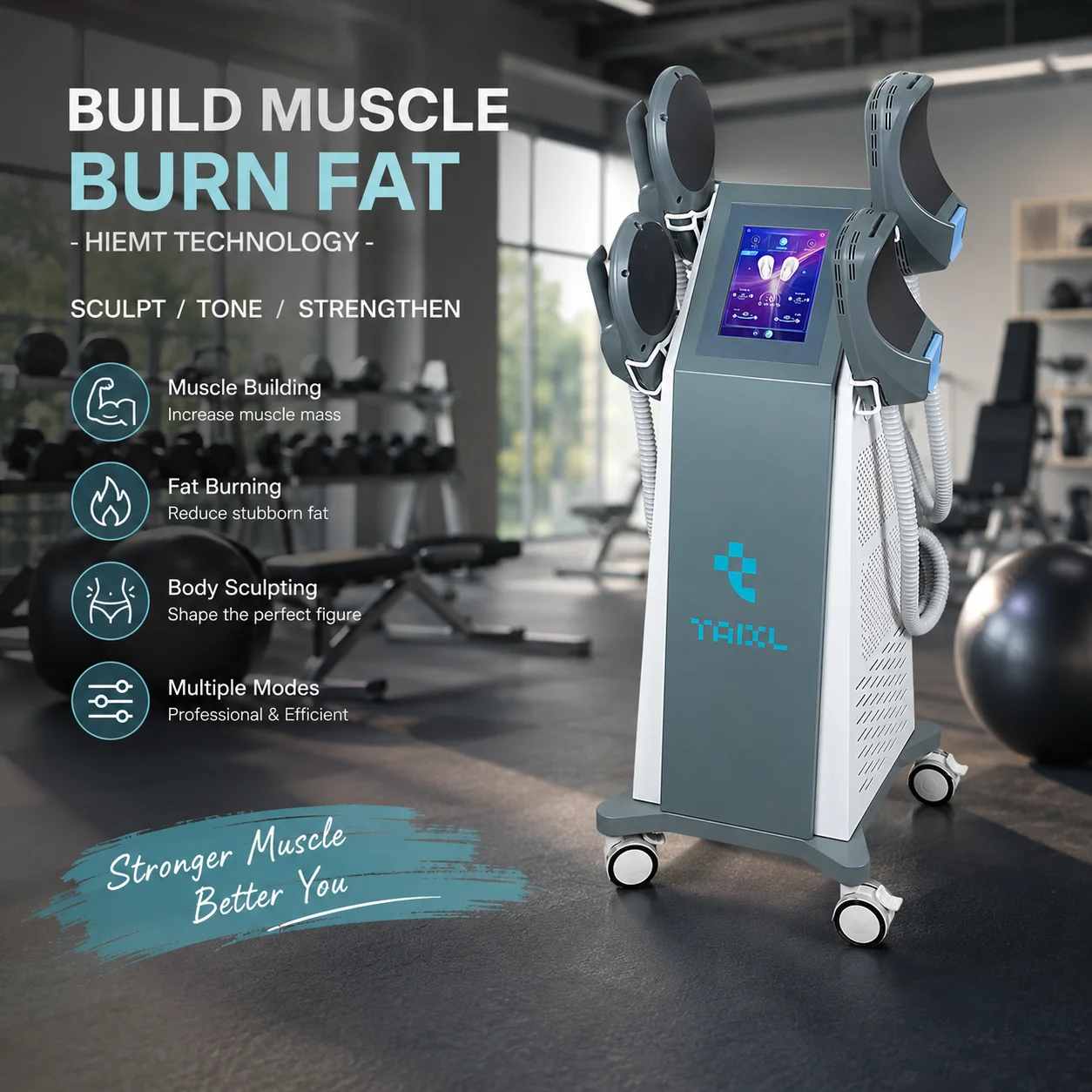 4 Handles HIEMT Body Sculpt Machine Non‑Invasive Muscle Building Fat Reduction Beauty Equipment For Salon Gym Clinic