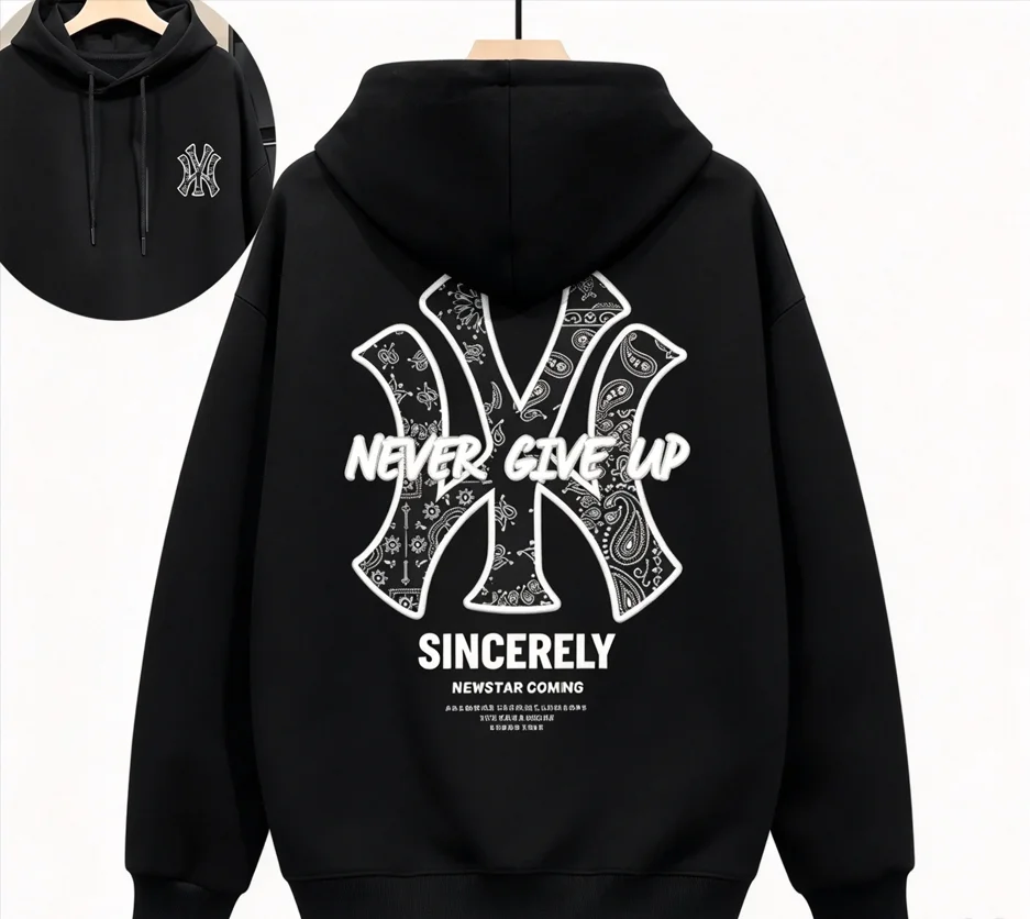 NY Inspired Paisley Bandana Street Hip Hop Graphic Letter Print Hoodie Men Women Trendy Pullover Sweatshirt Casual Fashion 2026
