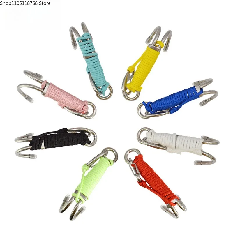 

Double Head Scuba Diving Stainless Steel Reef Drift Hook With Line Clips Wear-Resistant Outdoor Equipment Dive Safety Accessory