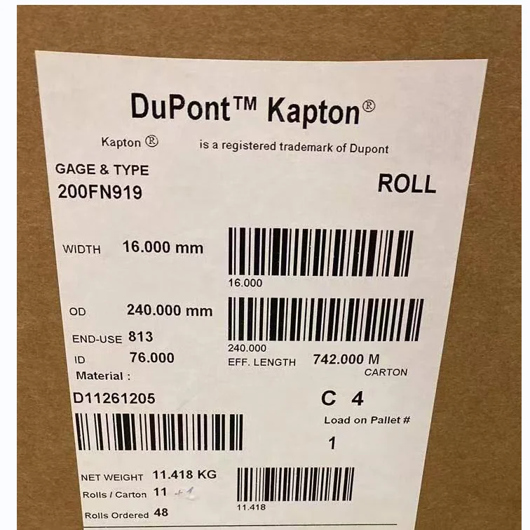 

Kapton FN Polyimide FEP Film 200FN919 150FN019 HF/FHF Polyimide-Fluorine-46 Composite Film