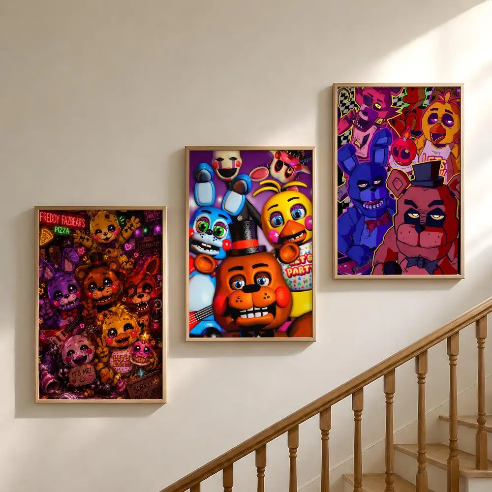Game F-Five N-Nights at F-Freddy's Poster Waterproof HD Modern Peel And Stick Wall Decor Bedroom Living Room Dorm Office