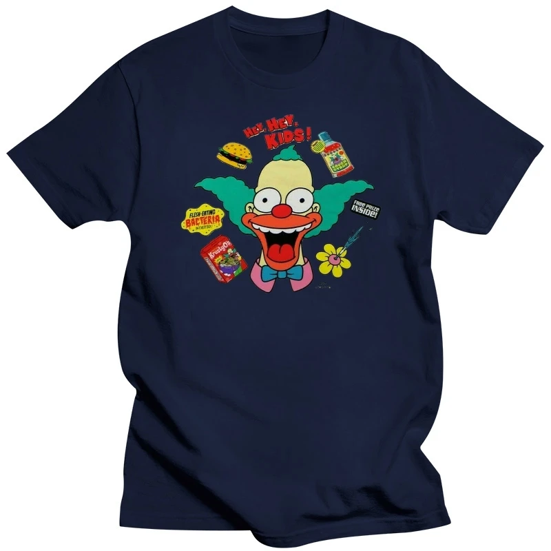 THE KRUSTY THE CLOWN HEY HEY KIDS T-SHIRT WHITE MENS RTERO TV SHOW TEE