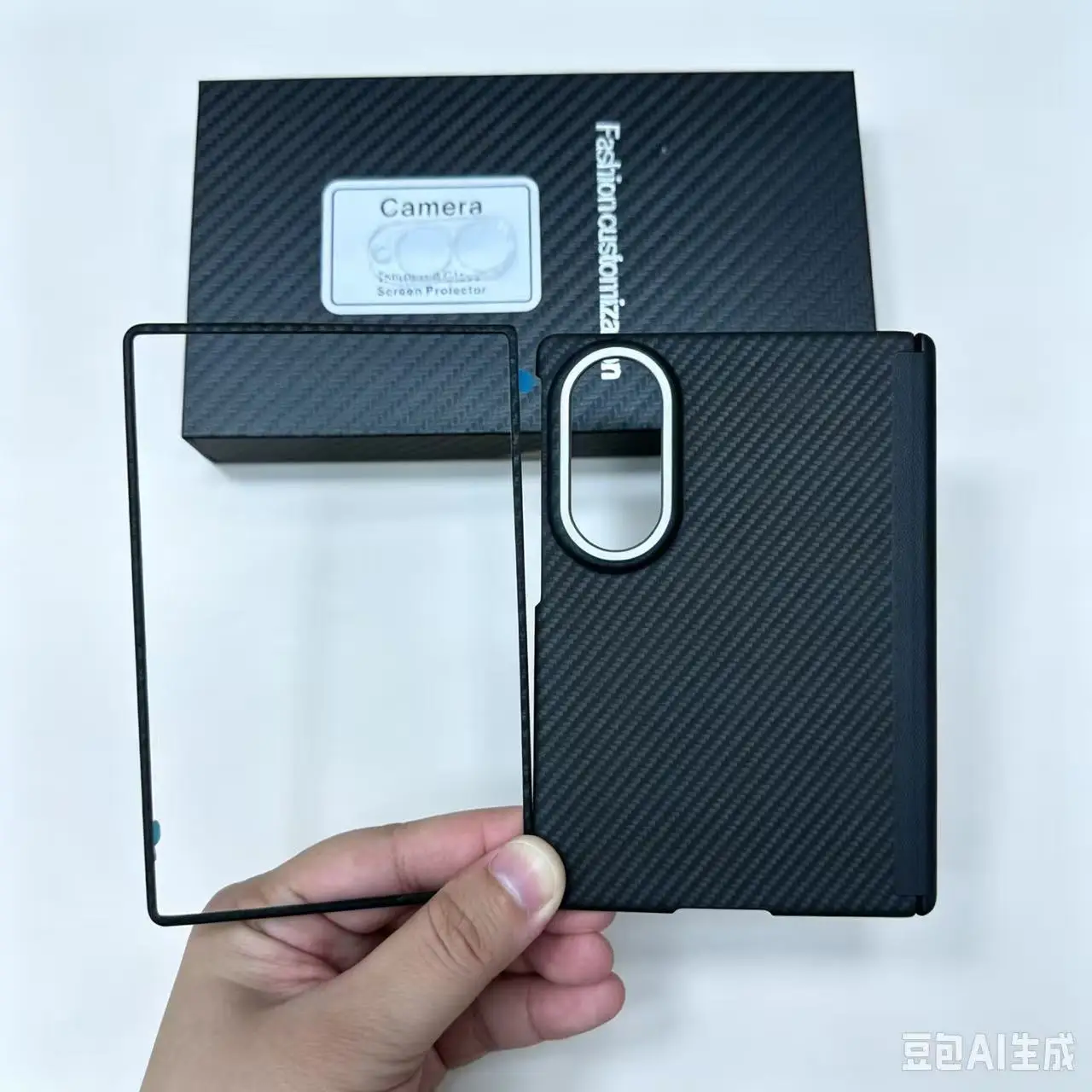 Dla Samsung Galaxy Z Fold 8 Wide 600D Etui ochronne z teksturą włókna węglowego z magnetycznym zawiasem, kompatybilne z bezprzewodowym ładowaniem Magsafe. — zdjęcie produktu 7