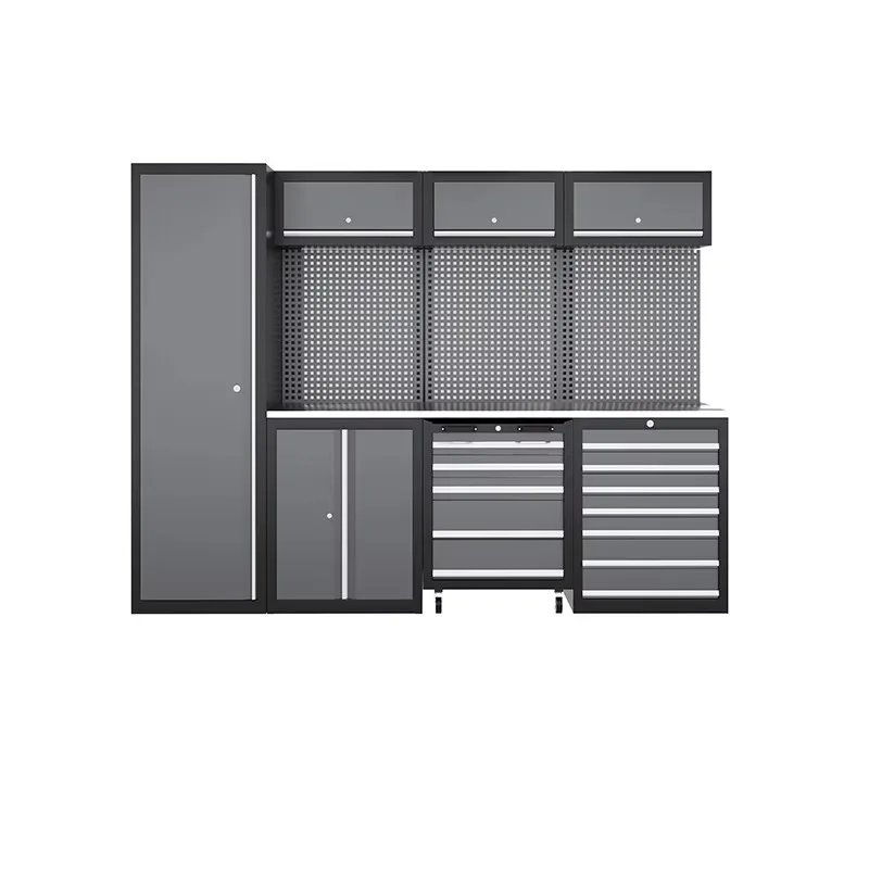 4-Unit Combined Metal Tool Cabinet with Multi-Functional Workbench for Garage