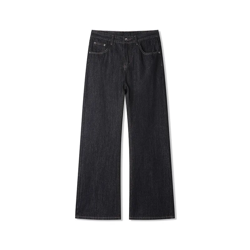 

Classic Mid Rise Men Jeans Retro Bell Bottom Denim Pants Baggy Man Pants Straight Leg Street Style Vintage Blue Indigo
