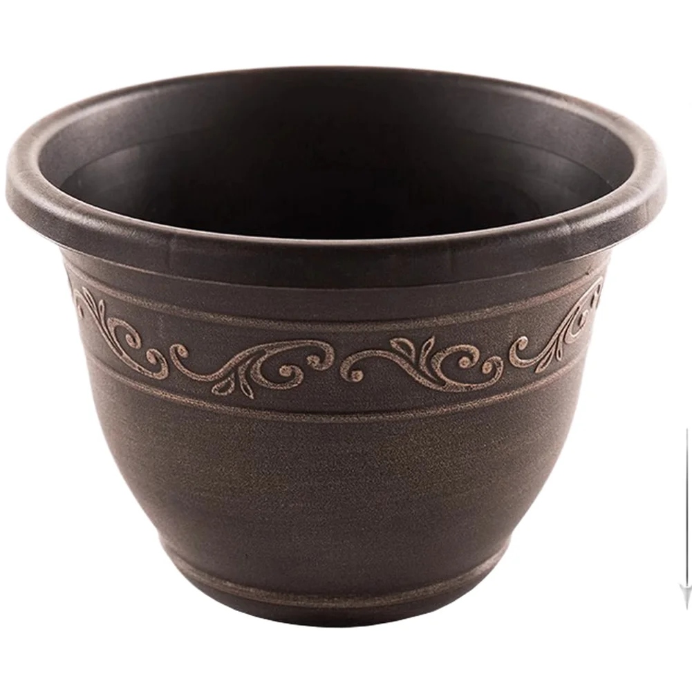 Pot de fleurs en résine de style classique avec drainage et plateau assorti pour arrangements végétaux intérieurs et extérieurs