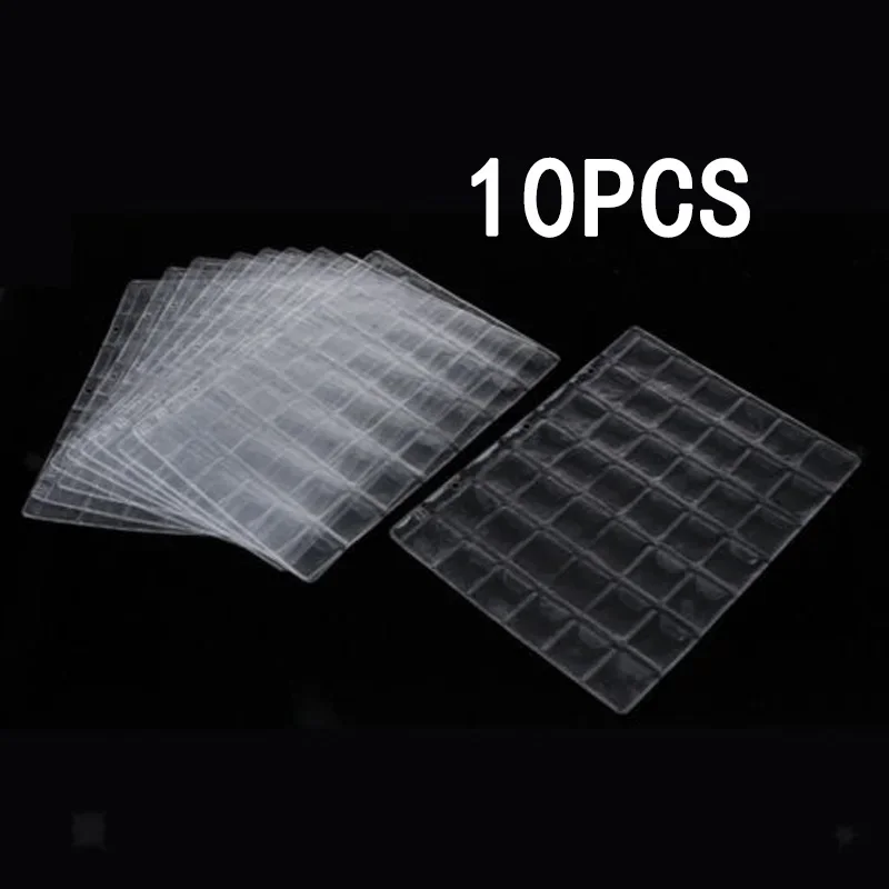 10pcs Clear Plastic Coin Pocket Pages Protector Sheets Pitch 42 Pockets Coin Holder Album Protection Board Collection Container