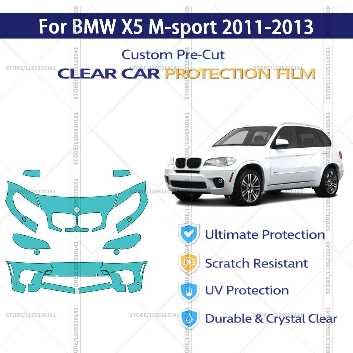 

For BMW X5 M-sport 2011-2013 Pre-Cut Paint Protection Film PPF Transparent Car Film Automotive PPF Front Kit Professional