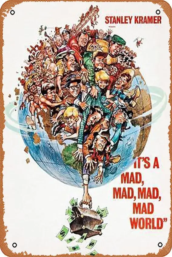لافتة معدنية من القصدير - It;s a Mad Mad Mad Mad World، 1963 - ملصق لوحة معدنية للمقهى والبار وديكور جدران المنزل