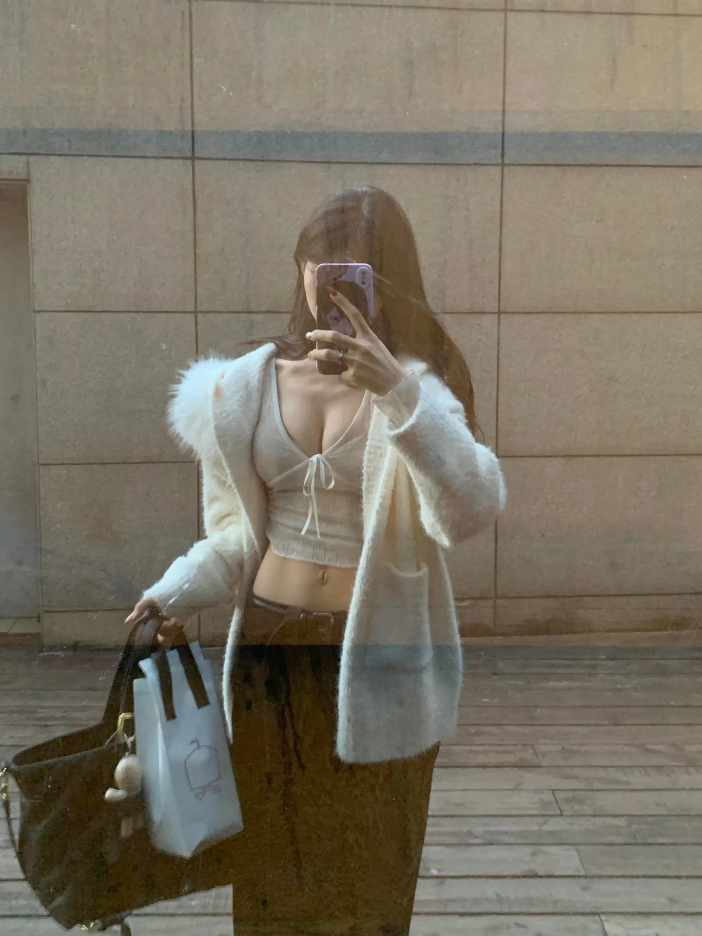 

Laid-back Style Hooded Knitwear Coat Women Early Spring High-End Loose Long Sleeve Knitted Open Cardigan Top Warmth Heating