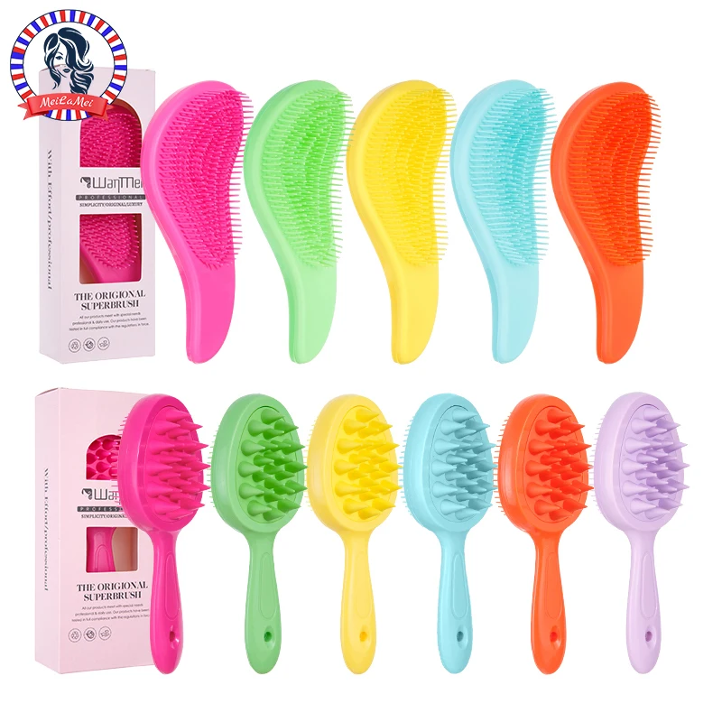 2 Stück Mini Magic Comb & doppelseitige Haarbürste zum Entwirren, antistatische Massage-Haarbürsten, Friseur-Frisur-Werkzeug