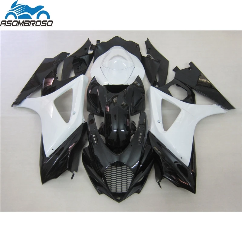 New arrival bodywork Fairing kit for SUZUKI K7 GSXR 1000 2007 2008 black white plastic racing gsxr1000 fairings FM33