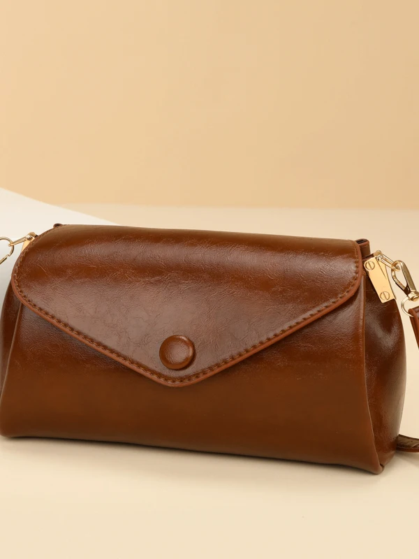 Retro Minimalist Luxury Women's Shoulder Bag Casual Versatile Crossbody Bag Fashionable Elegant Daily Use Soft Leather Handbag