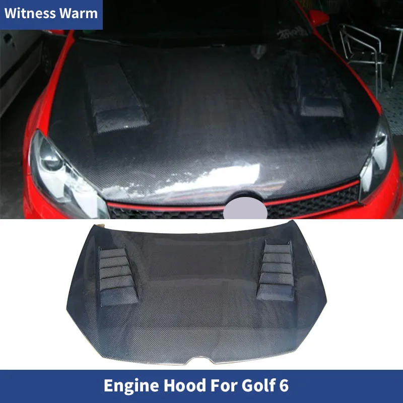 For Volkswagen Golf 6 Bonnet Carbon Fiber Engine Hood Golf6 Hood with Vents Car Body Kit 2009-2013