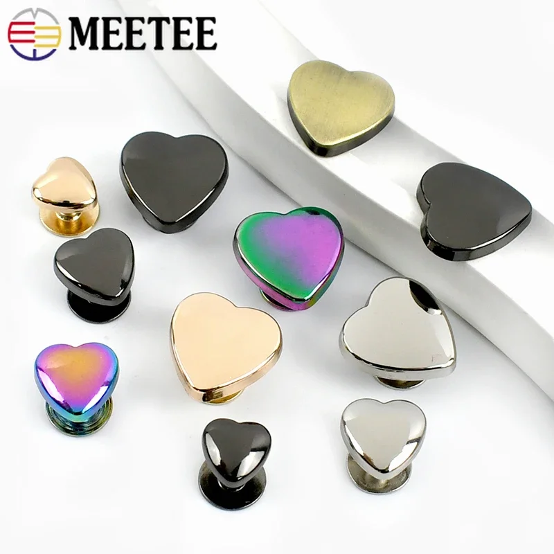 

10/20Pcs 8/10/12/14mm Metal Nail Buckle Rivet Screw Handbag Decor Studs Button Heart Nails Buckles DIY Bag Clothes Accessories