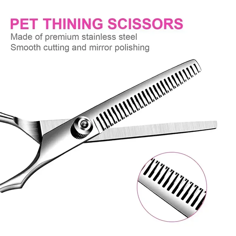 Premium Titanium Coated Dog Grooming Scissors, Safety Round Tips, Professional Grade Kit for Precise and Safe Trimming