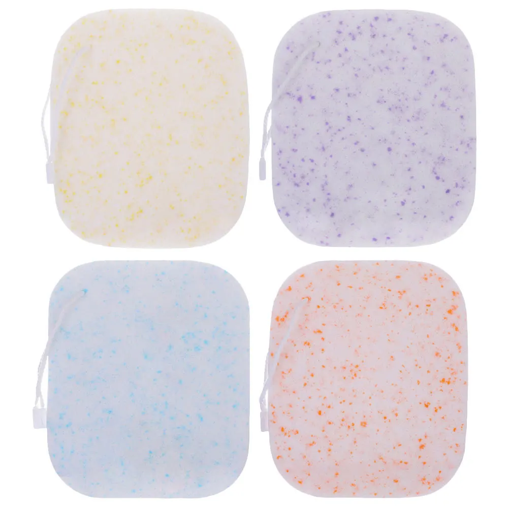 4Pcs Supple Cleaning Sponge Face Wash Sponges Exfoliating Portable Facial Scrubber for Makeup Removal and Skin Health