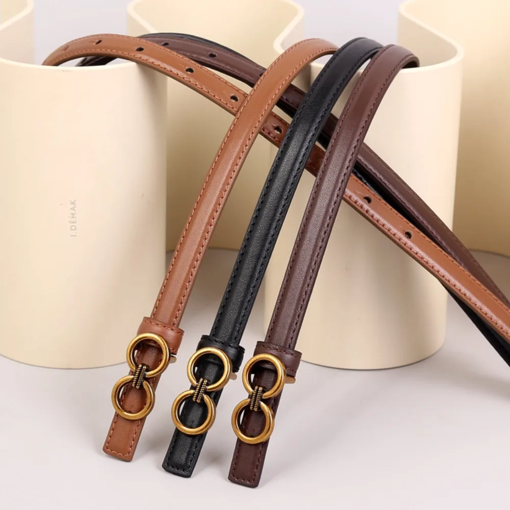 New PU Leather Casual Geometric Belt Dress Decor All-match Thin Waistband Styling Accessories Dress Belt