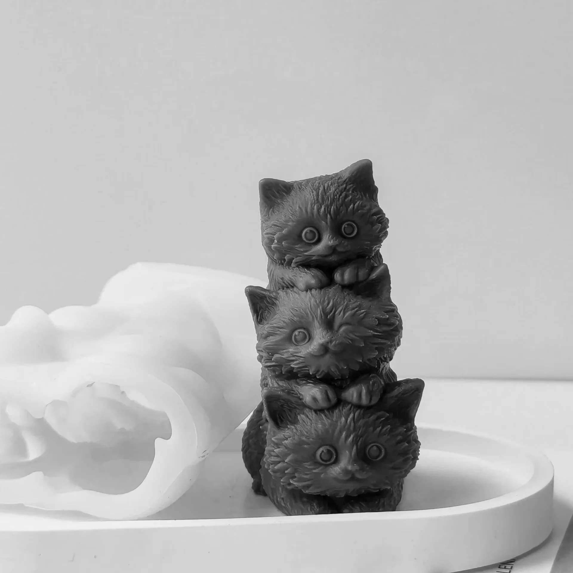 3D Kitten Candle Silicone Mold Handmade Gifts Cat Plaster Resin Ornaments Mould Soap Candle Making Supplies