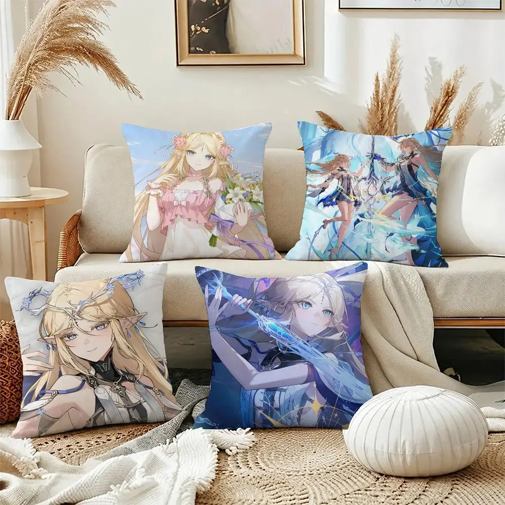 Epic Game Wuthering Waves Cushion Cover Short Plush Pillowcase, Washable Wrinkle Resistant Cover for Bedroom Gift