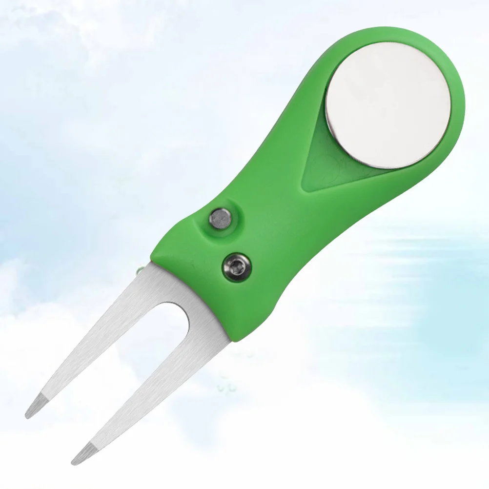 ABS البلاستيك مقبض ديفت أداة الفولاذ المقاوم للصدأ للطي شوكة جولف الأخضر إصلاح التدريب هدية Divot أداة شوكة