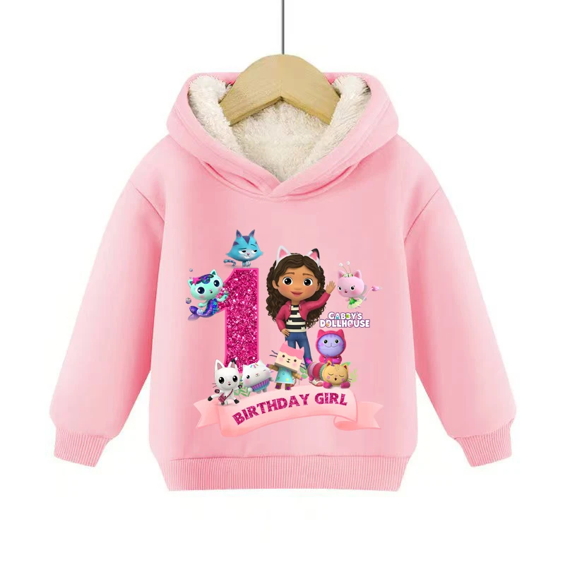 غابي دولهاوس عدد هوديس القطن عيد ميلاد بلايز لطيف أنيمي طباعة الحلو الفتيات ملابس الأطفال الشتاء الدافئ بلوزات هدية