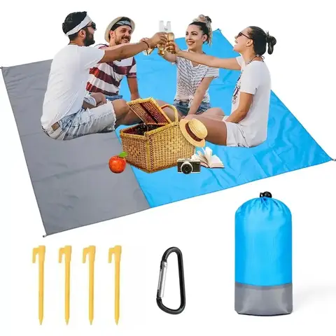 해변 담요 Sandproof 200X140cm 방수 해변 매트 여행 하이킹 스포츠를위한 경량 피크닉 담요