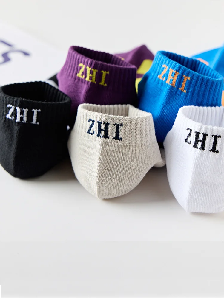 5 أزواج من الجوارب الرجالية حزمة الصيف امتصاص العرق تنفس الفم الضحلة المضادة للانزلاق الكاحل الجوارب الكورية C رسالة تنوعا الجوارب #3