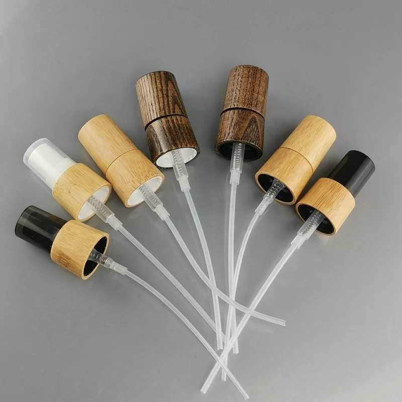 

18/410 Dark/Light Color Wood Spray Pump Cap White Black Inner Cap Fine Mist Sprayer for Glass Platic Essential Oil Spray Bottle